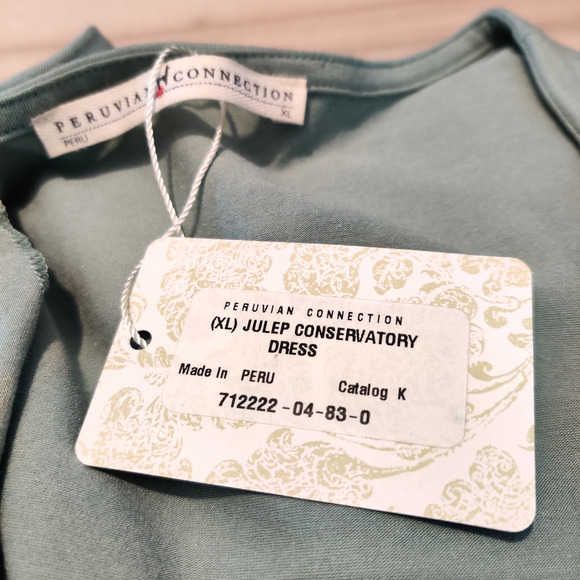 Peruvian Connection Julep Conservatory Dress Size XL Green Ruffle Soft Knit NWT - Picture 3 of 14